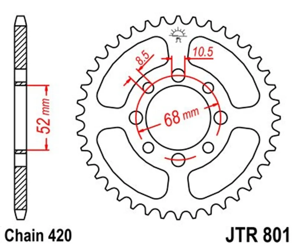 Řetězová rozeta JT JTR 801-50 50 zubů, 420 Zlevněný