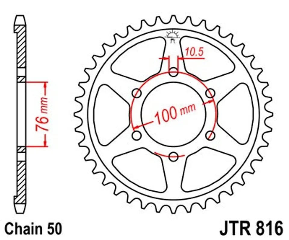 Dokud Zásoby Vydrží Řetězová rozeta JT JTR 816-44 44 zubů, 530