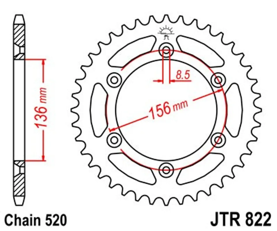 Nová Kolekce Řetězová rozeta JT JTR 822-41 41 zubů, 520