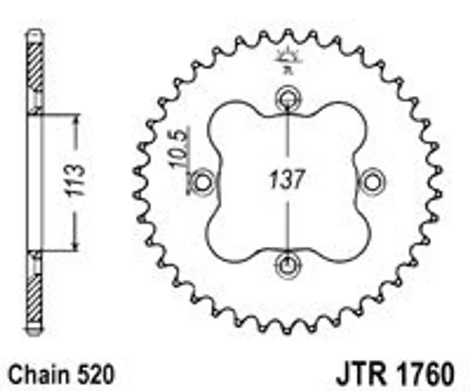 Řetězová rozeta JT JTR 1760-36 36 zubů, 520 Značkový