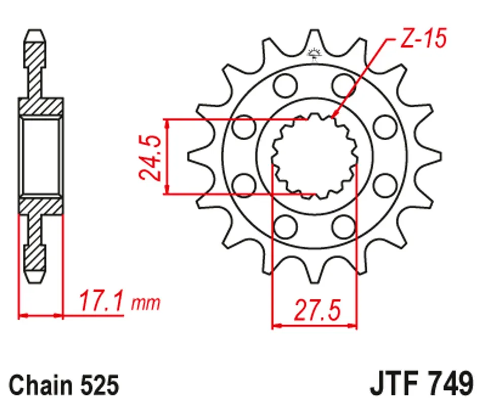 Značkový Řetězové kolečko JT JTF 749-16 16 zubů, 525