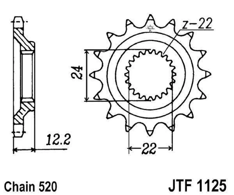 Časově Omezené Řetězové kolečko JT JTF 1125-15 15 zubů, 520
