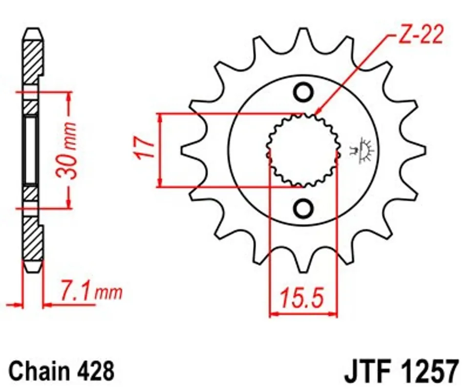 Řetězové kolečko JT JTF 1257-15 15 zubů, 428 Akce