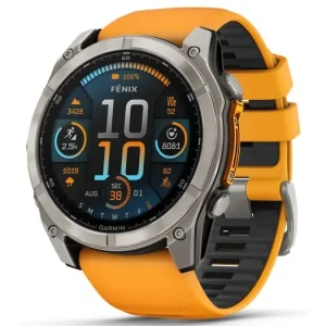 GARMIN FENIX 8 - 51 mm, AMOLED Titanium s Orange/Graphite silikonovým řemínkem Ověřený