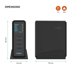 Výprodej Fixed Dokovací GaN stanice FIXED LCD 4x USB-C a USB PD 3.2 140W