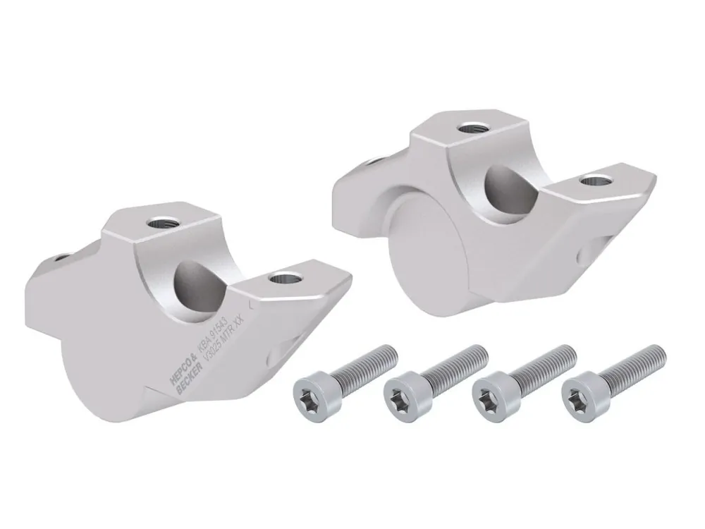 Objednat Nyní Hepco Becker Zvýšení řídítek s odsazením 30mm nahoru, 25mm dozadu, stříbrné BMW F900GS 24-