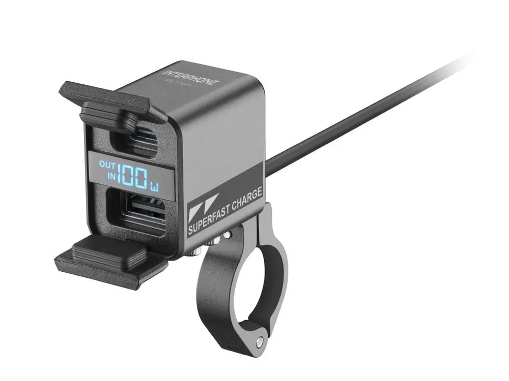 Interphone Nabíječka - USB-C, USB-A s nabíjením baterie motocyklu Vysoce Kvalitní
