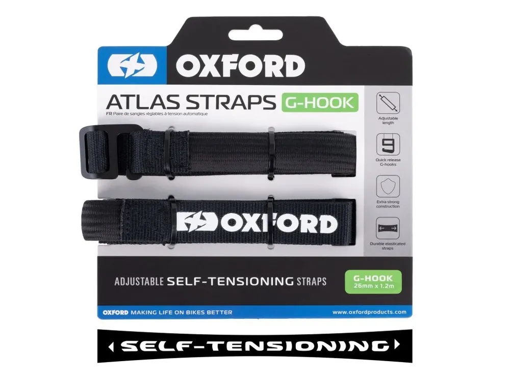 OXFORD Popruhy ATLAS G-HOOK sada 2 KS černá 26MM X 1,2 m Horká Nabídka