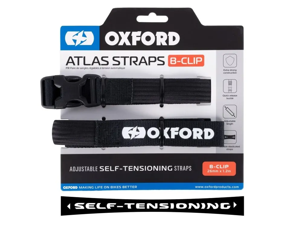 Odeslání Ihned OXFORD Popruhy Atlas B-Clip 26MM x 1,2M Černé 2Ks
