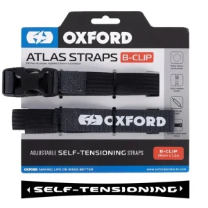 Výprodej OXFORD Popruhy Atlas B-Clip 26MM x 1,2M Šedé 2Ks