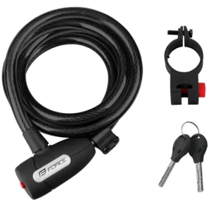 Zámek FORCE LUX spirálový s držákem 180cm/12mm černý Speciální Cena