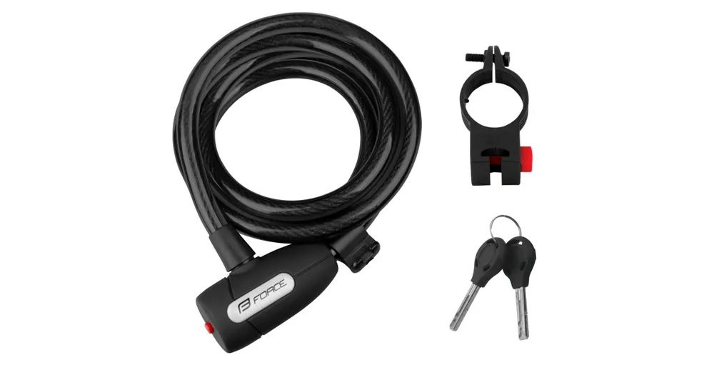 Zámek FORCE LUX spirálový s držákem 180cm/12mm černý Speciální Cena